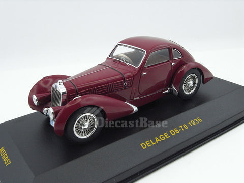 IXO MUS057 1/43 Delage D6-70 1936 Bordeaux Diecast Model Road Car