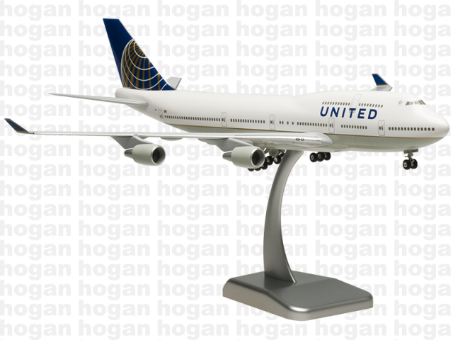 Hogan Wings 4937 1/200 United Airlines UA UAL BOEING 747-400 Plastic Snap-Fit Model Commercial Aircraft Civil Aviation